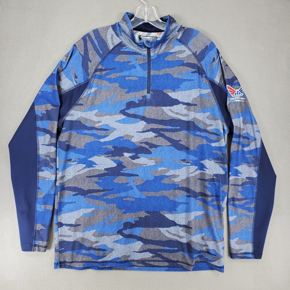 Puma Volition Camo 1/4 Zip Pullover America Golf Blue Gray Mens Medium